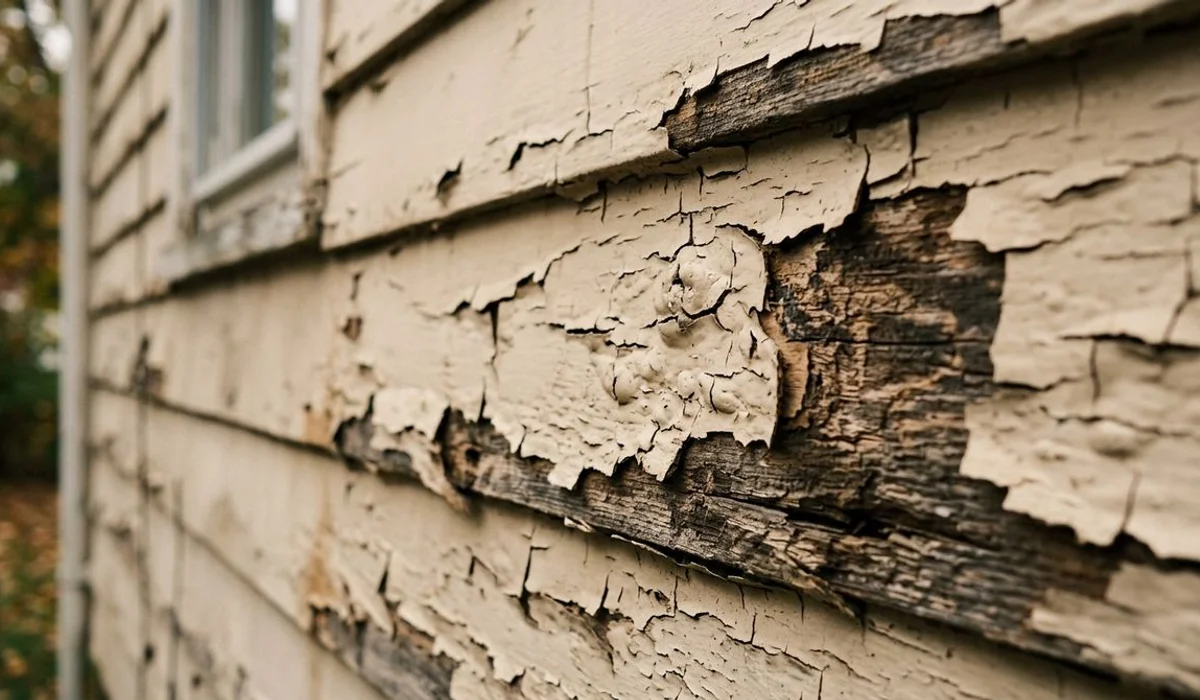 Peeling paint showing moisture intrusion