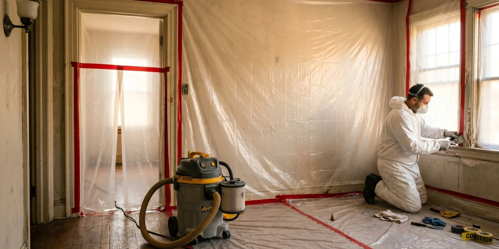 EPA lead-safe containment setup in pre-1978 Bloomfield home