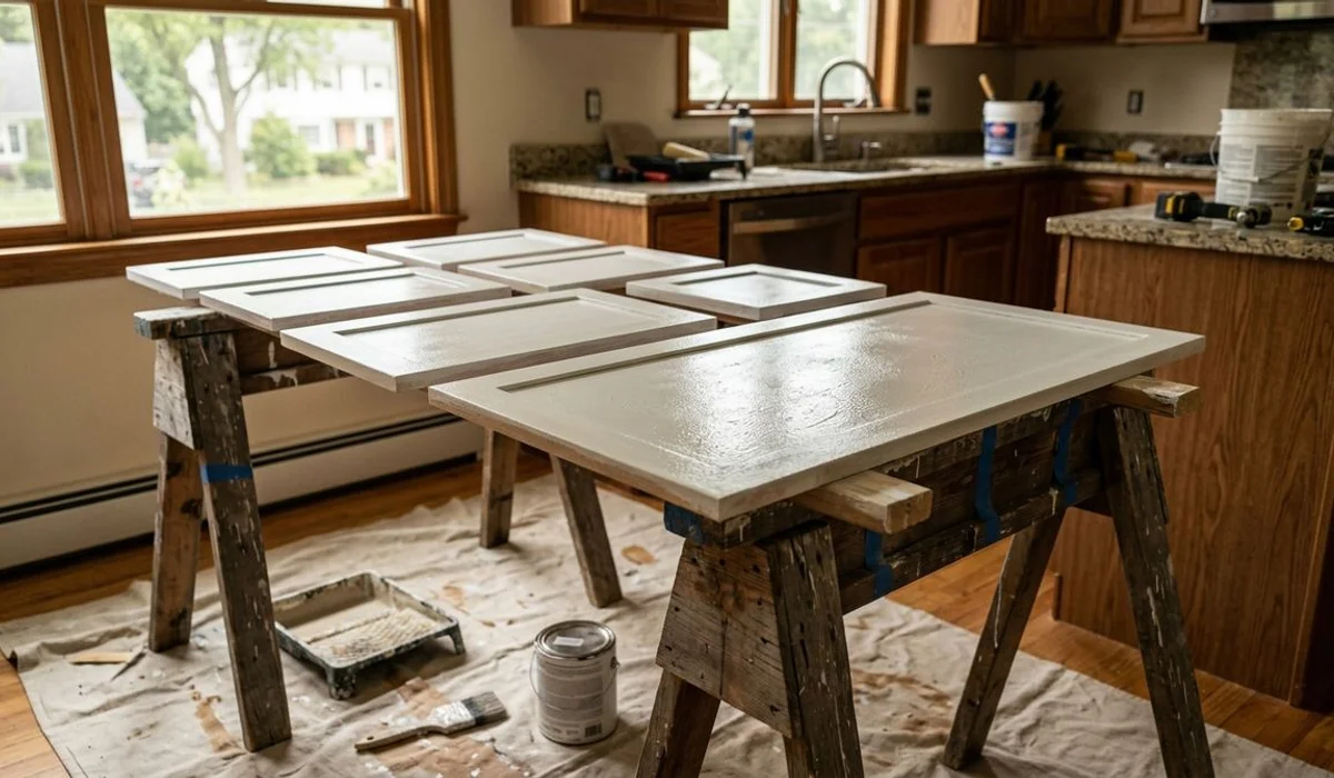 Laminate cabinets with bonding primer