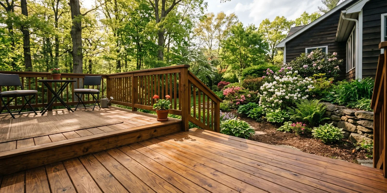 Freshly stained Northern NJ residential deck