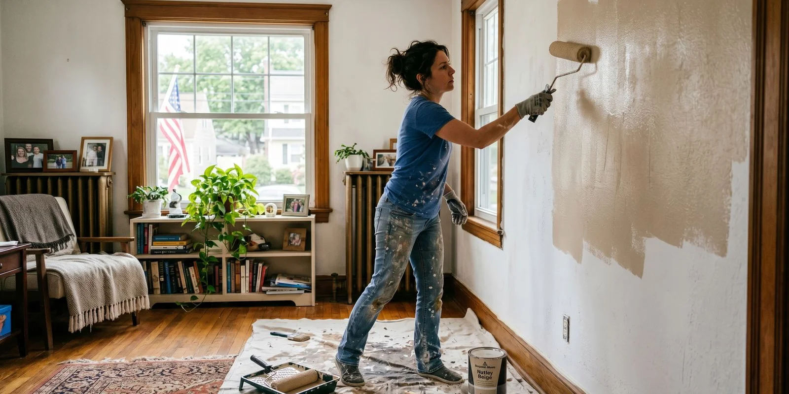 Painting project mid-process in a Nutley NJ home