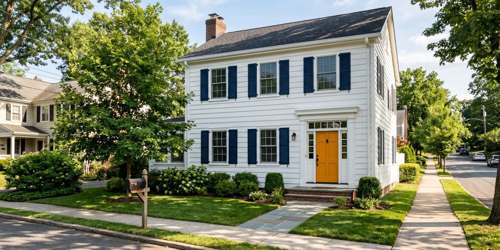 Freshly painted two-story Northern NJ colonial